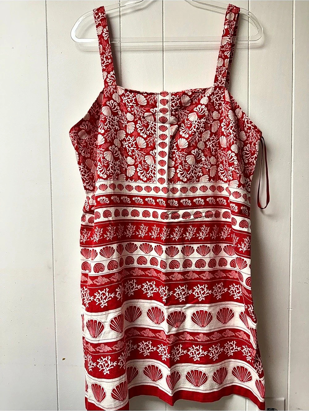 NWT LOFT Red & White Seashell Mini Dress Size 16